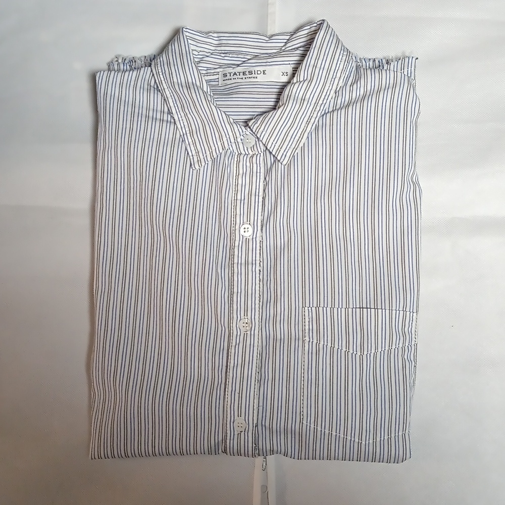 Stateside Striped Cotton Button Down Shirt